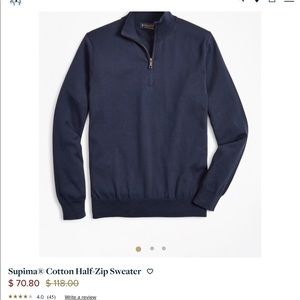 Brooks Brothers Supima Cotton Quarterzip Blue